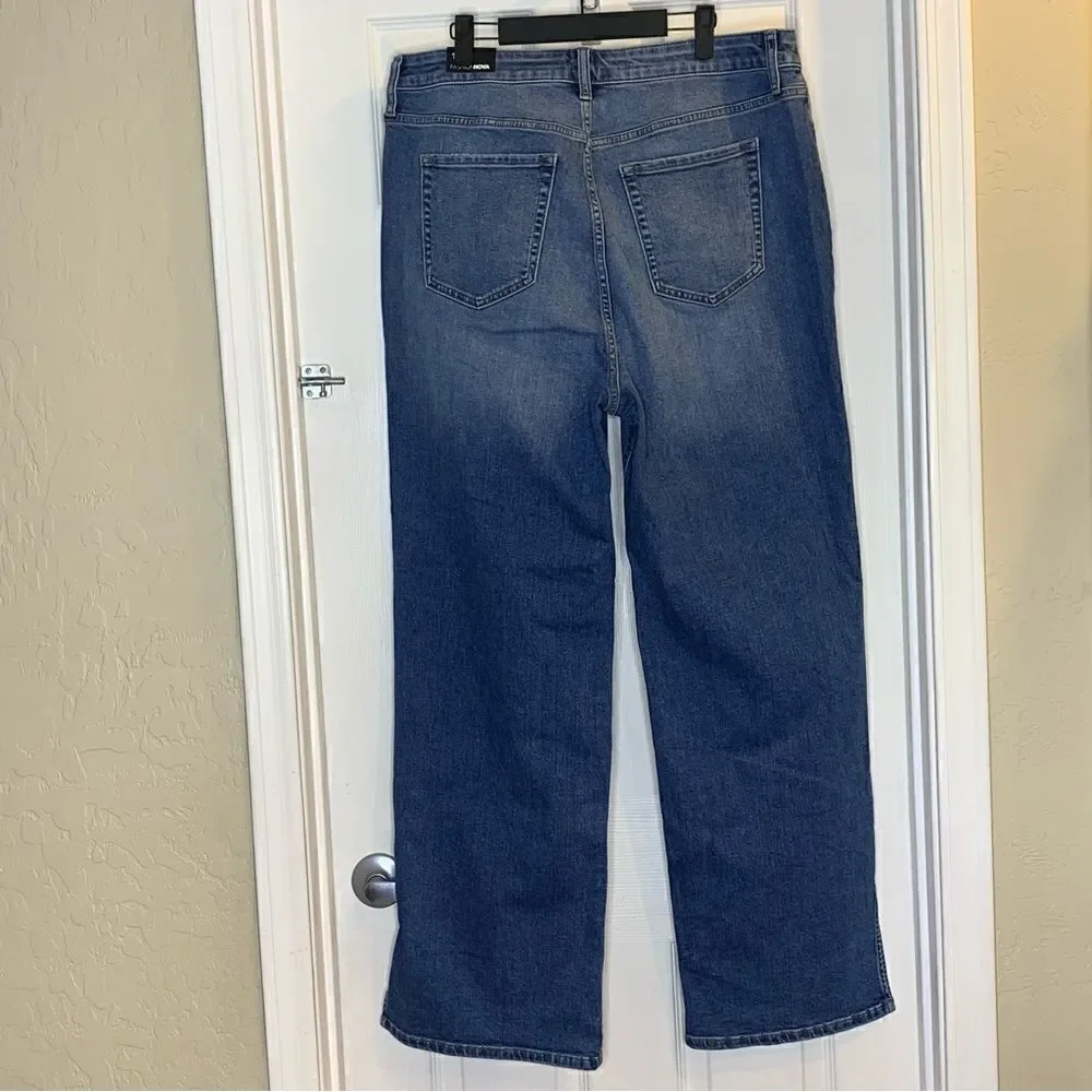 Fashion Nova Killing Em Softly Side Split Jean High Rise Wide Leg Size 18